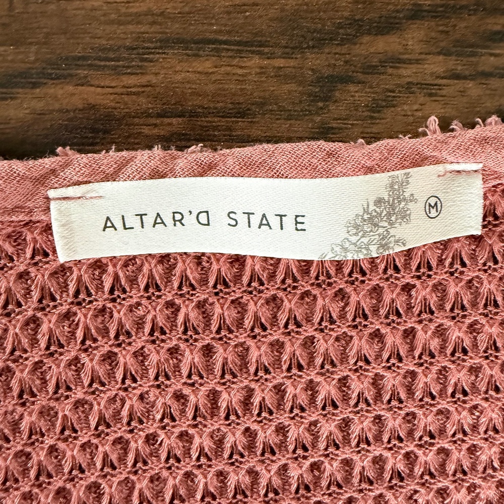 Altar'd State Pink Patchwork Textured V-Neck Blouse - Picture 5 of 10
